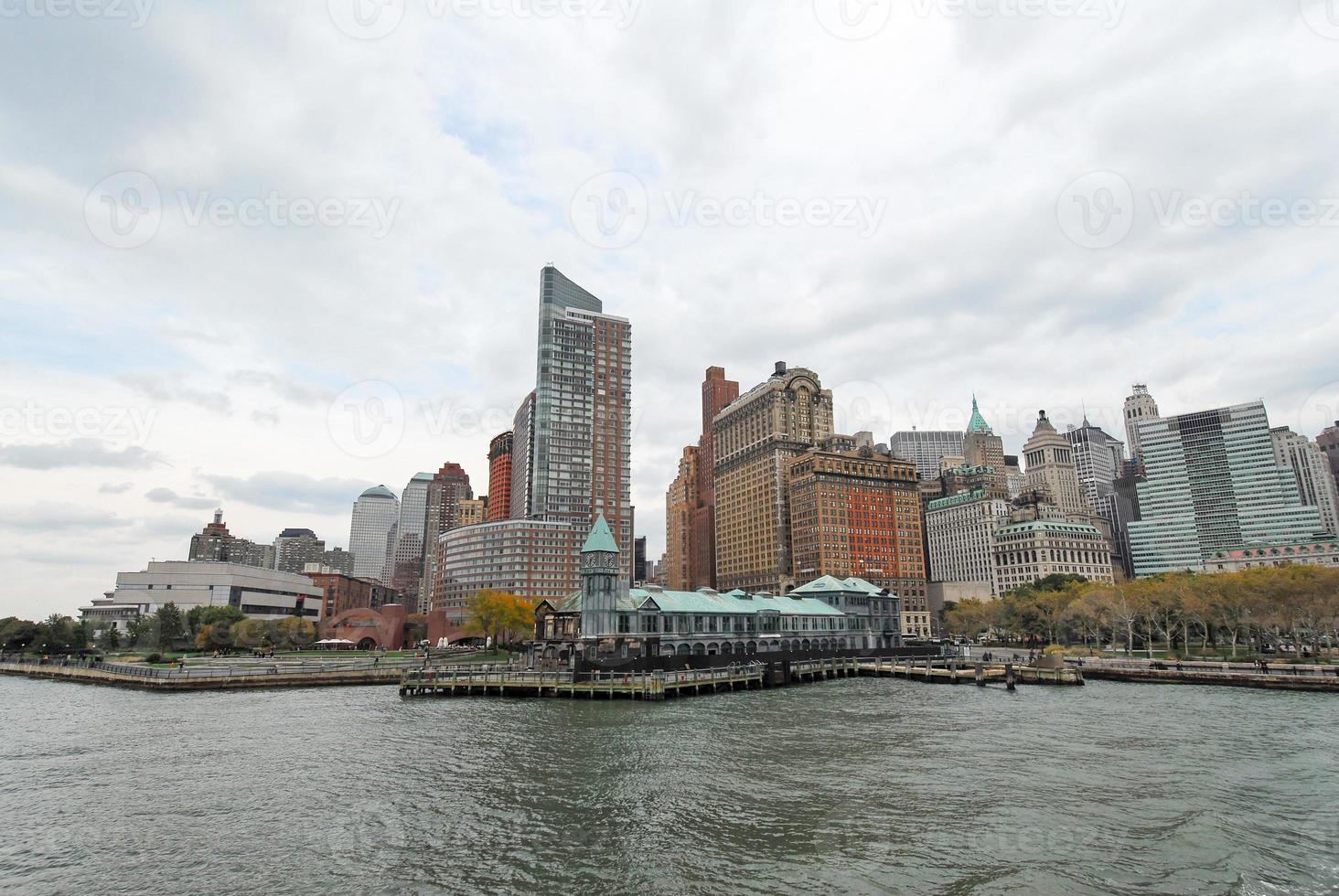 View of Pier A prior to renovation in downtown Manhattan on a cloudy day. photo