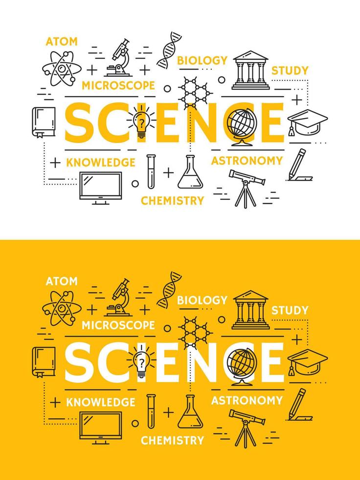 Science and education outline symbols vector