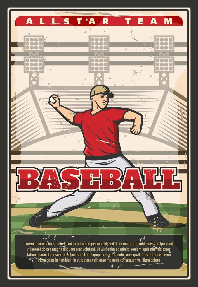 Baseball game, player in uniform vector