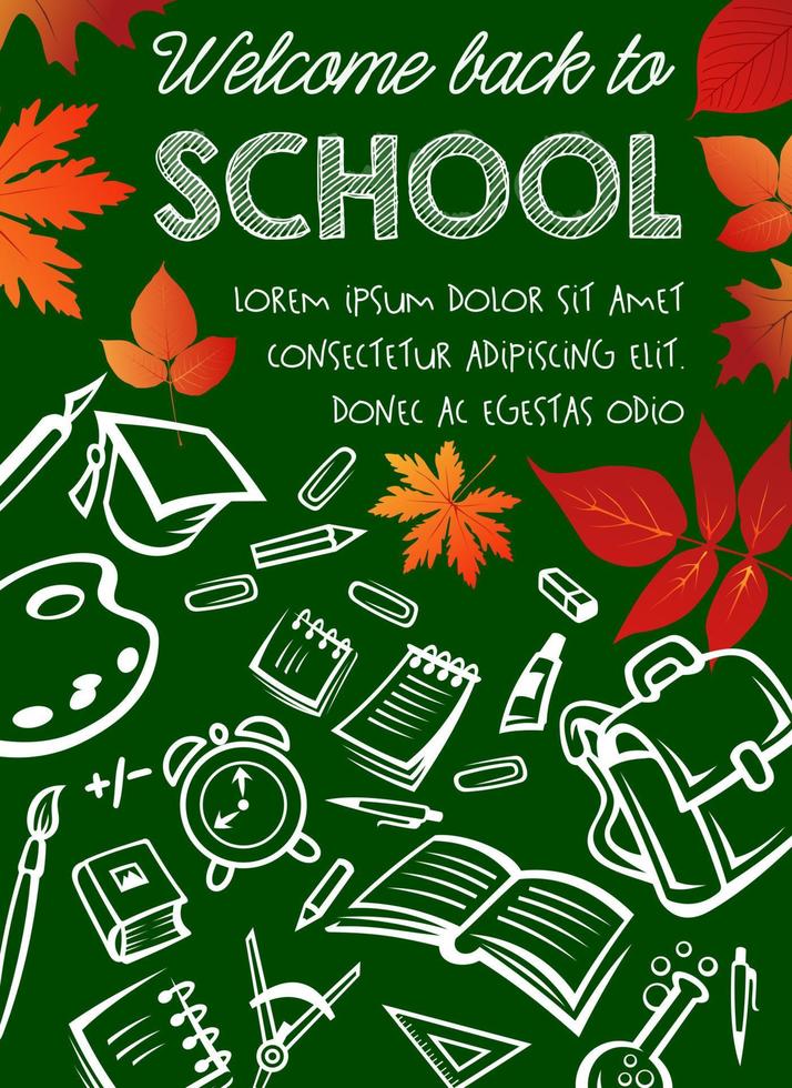 Back to School vector poster on chalkboard