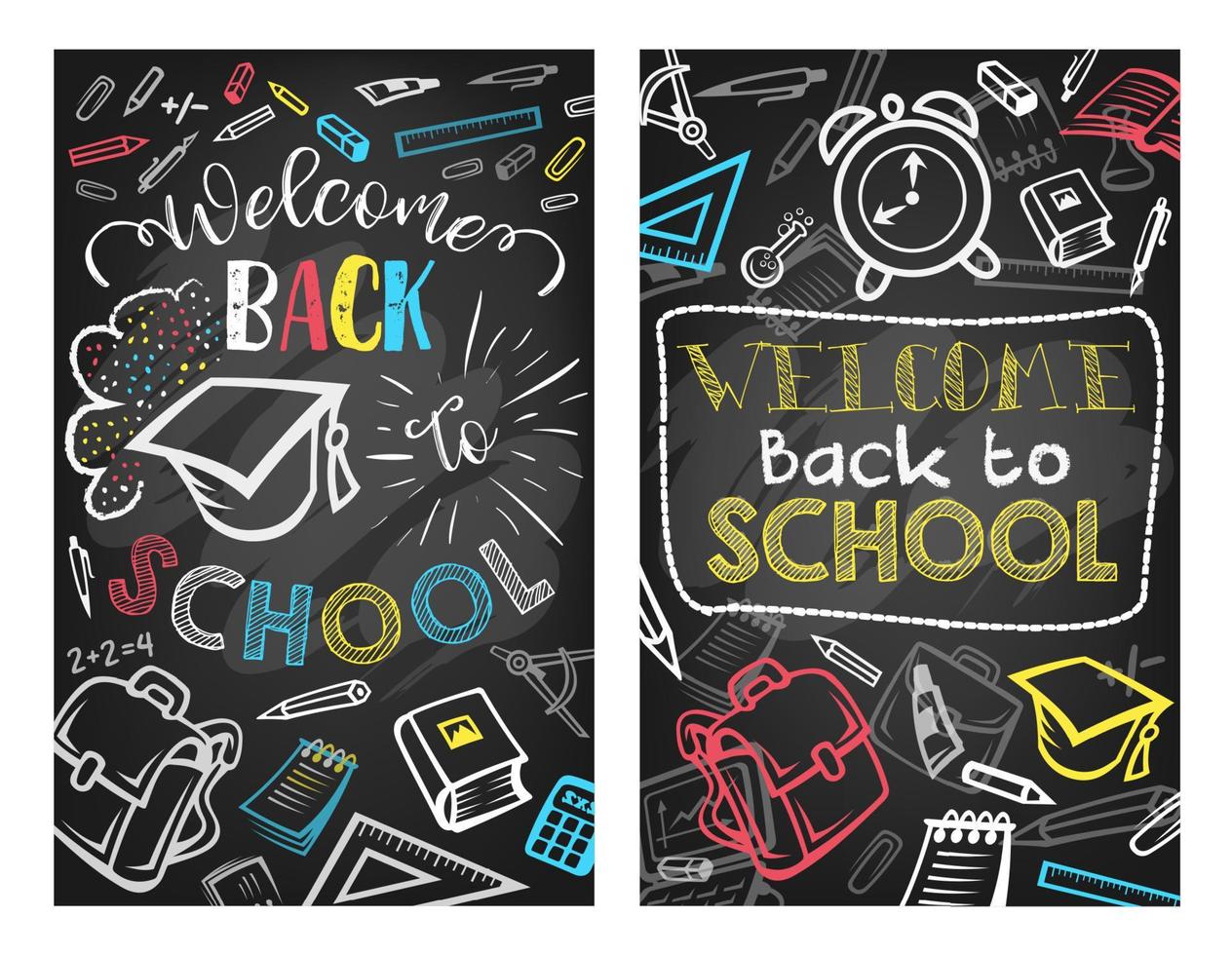 Back to School vector blackboard education poster