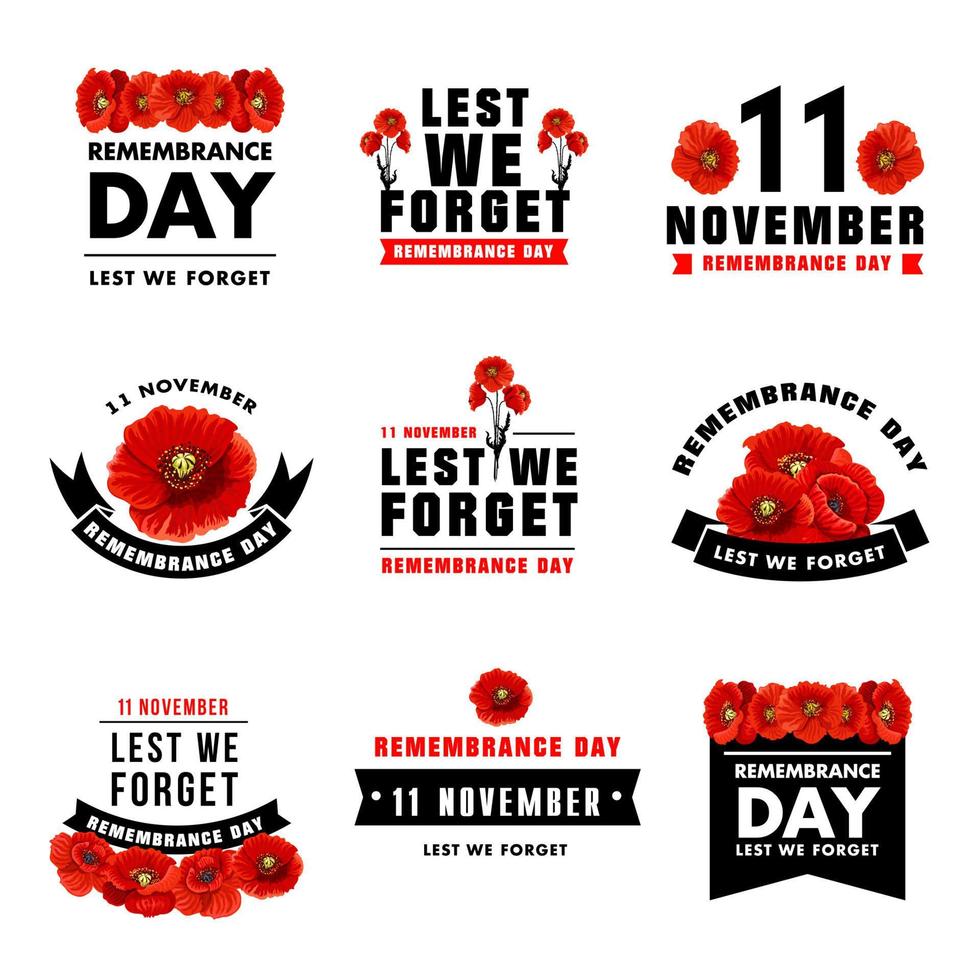 Red poppy flower icon for Remembrance Day design vector