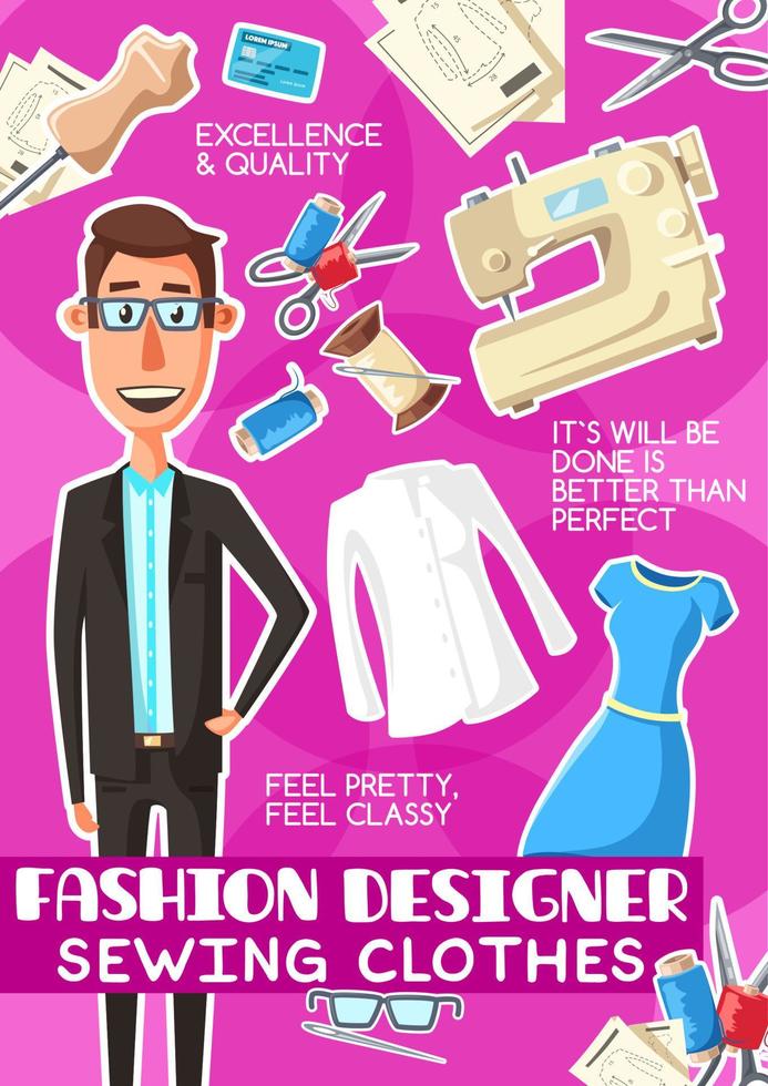 profesión de hombre de diseñador de moda de vector