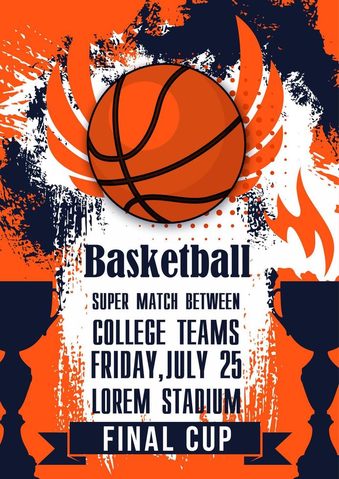 Basketball college teams sport cup match poster vector