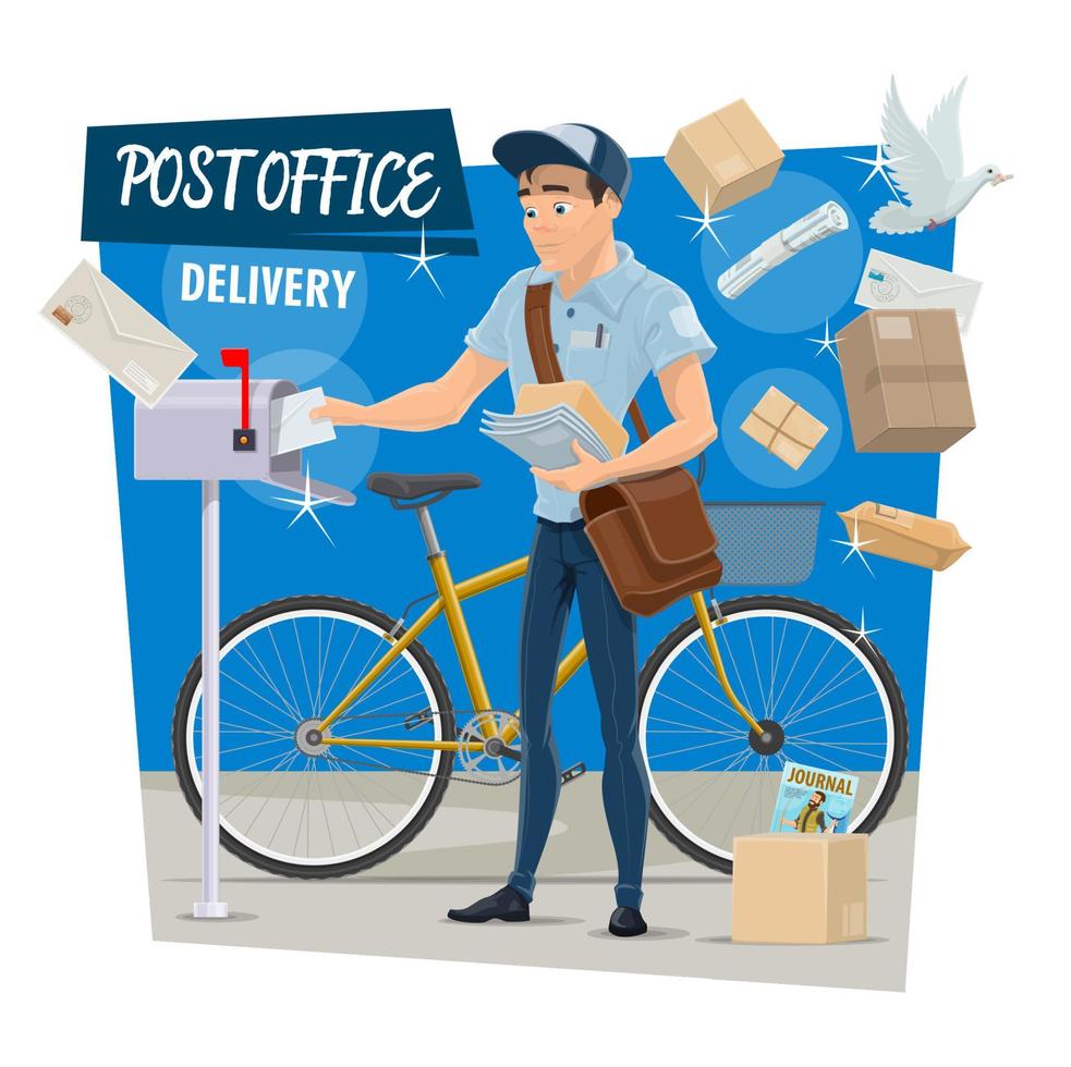 Vector postman on post mail delivery