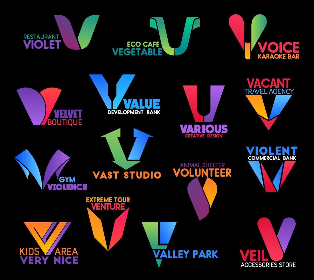 Letter V abstract business signs and icon isolated vector