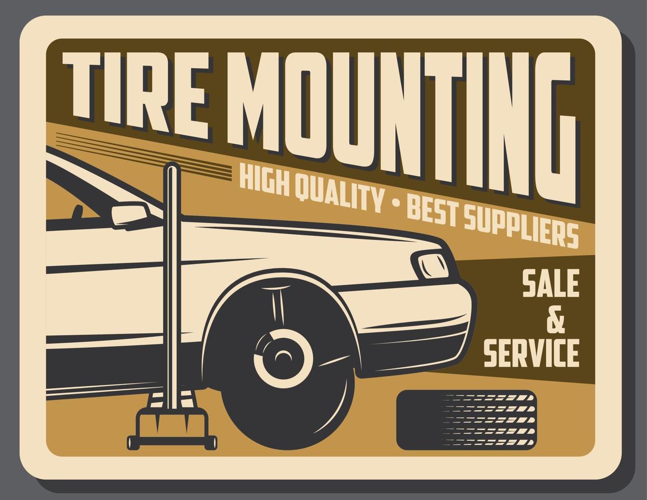 Tire mounting car service and sale vector