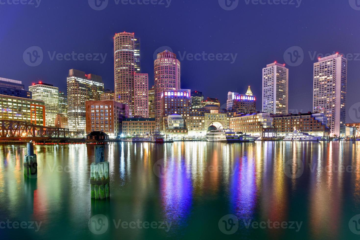 Boston skyline seen from Piers Park, Massachusetts, USA photo