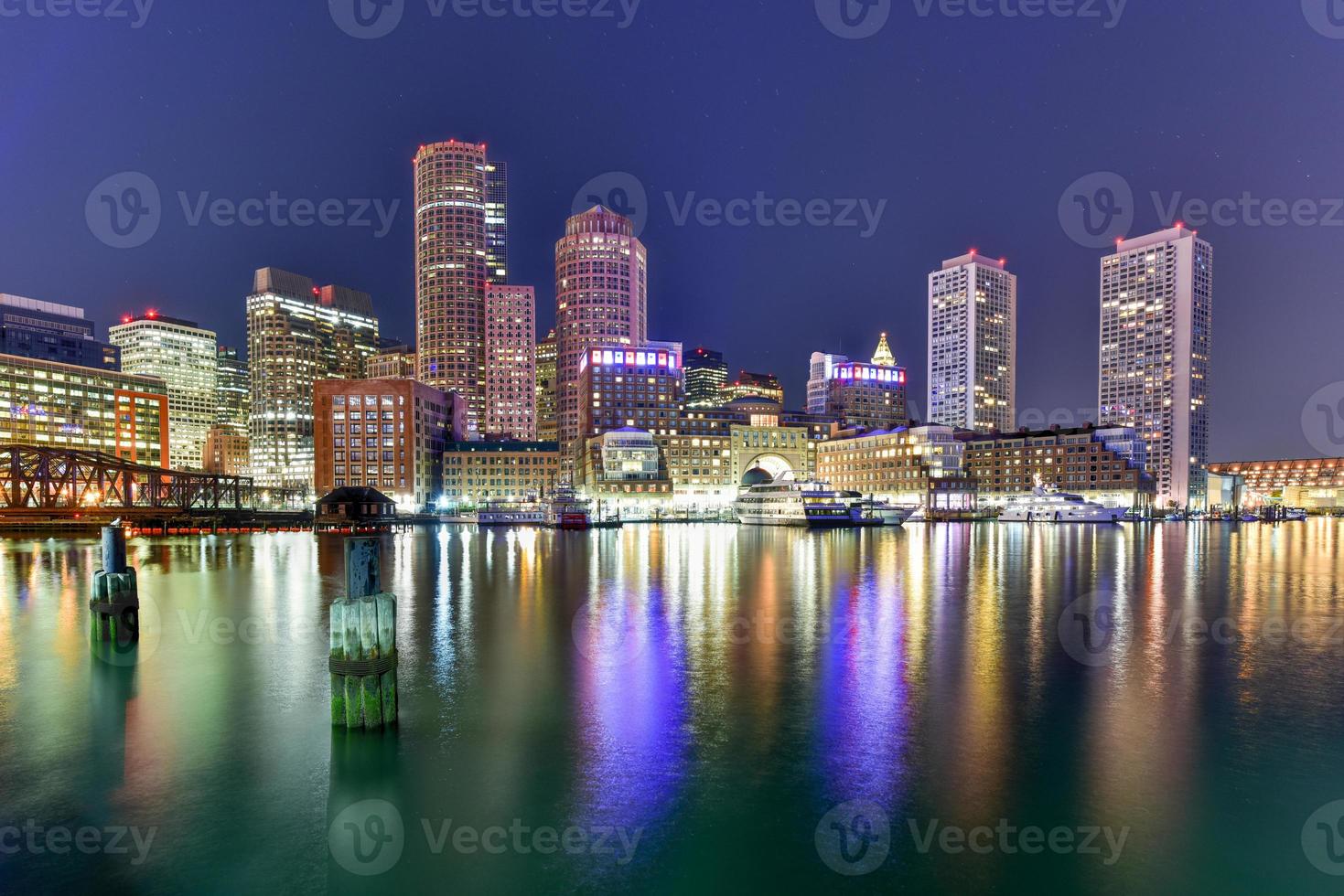 Boston skyline seen from Piers Park, Massachusetts, USA photo