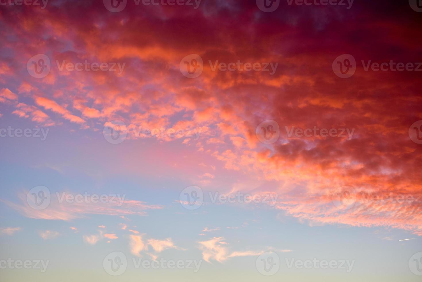 Colorful clouds at sunset in the evening. photo