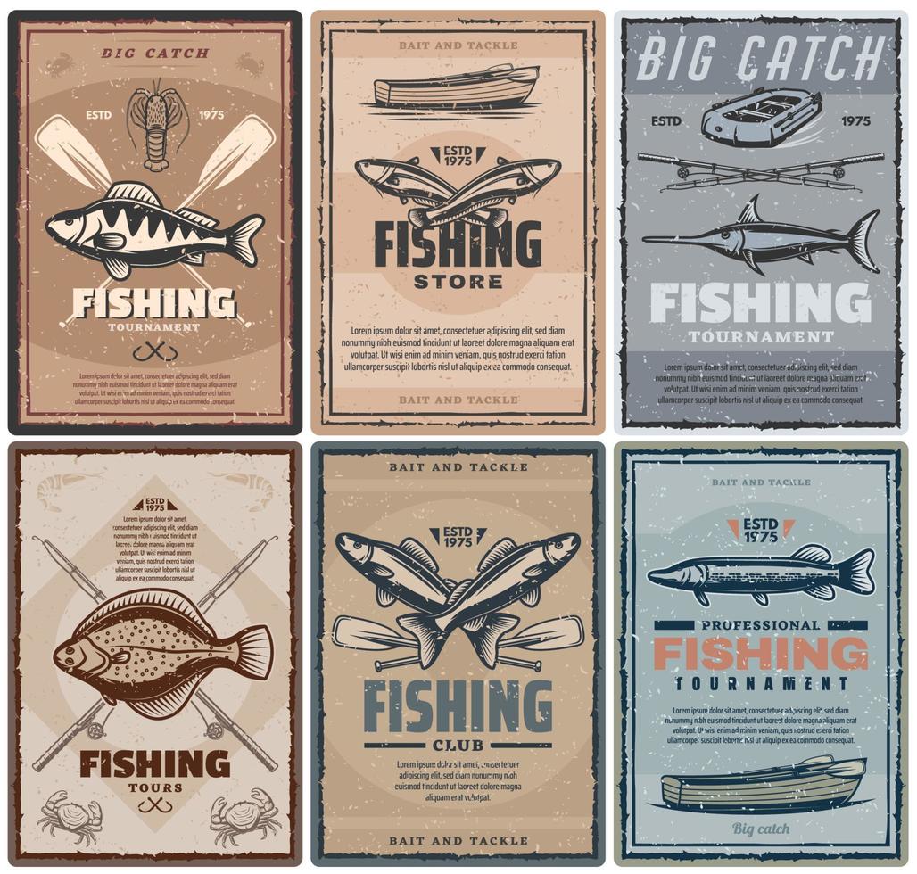 Fishing store or fisher sport tours vector
