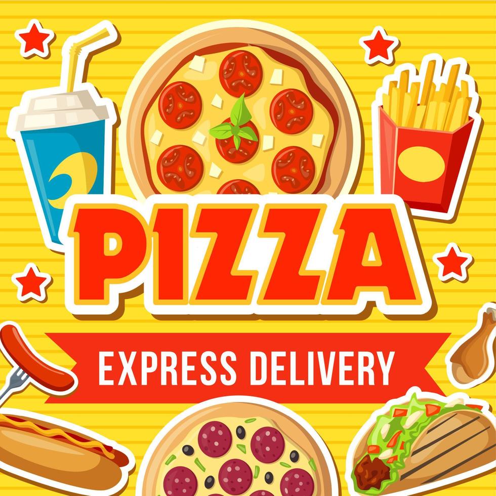 Pizza and fast food snacks express delivery vector