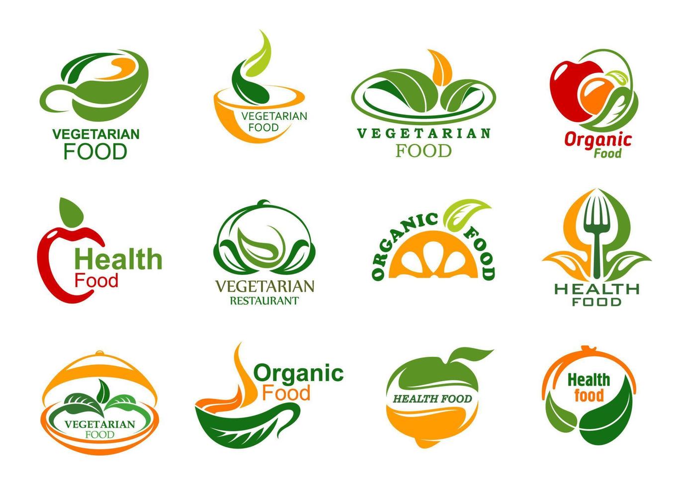 iconos de comida orgánica vegetariana y vegana vector