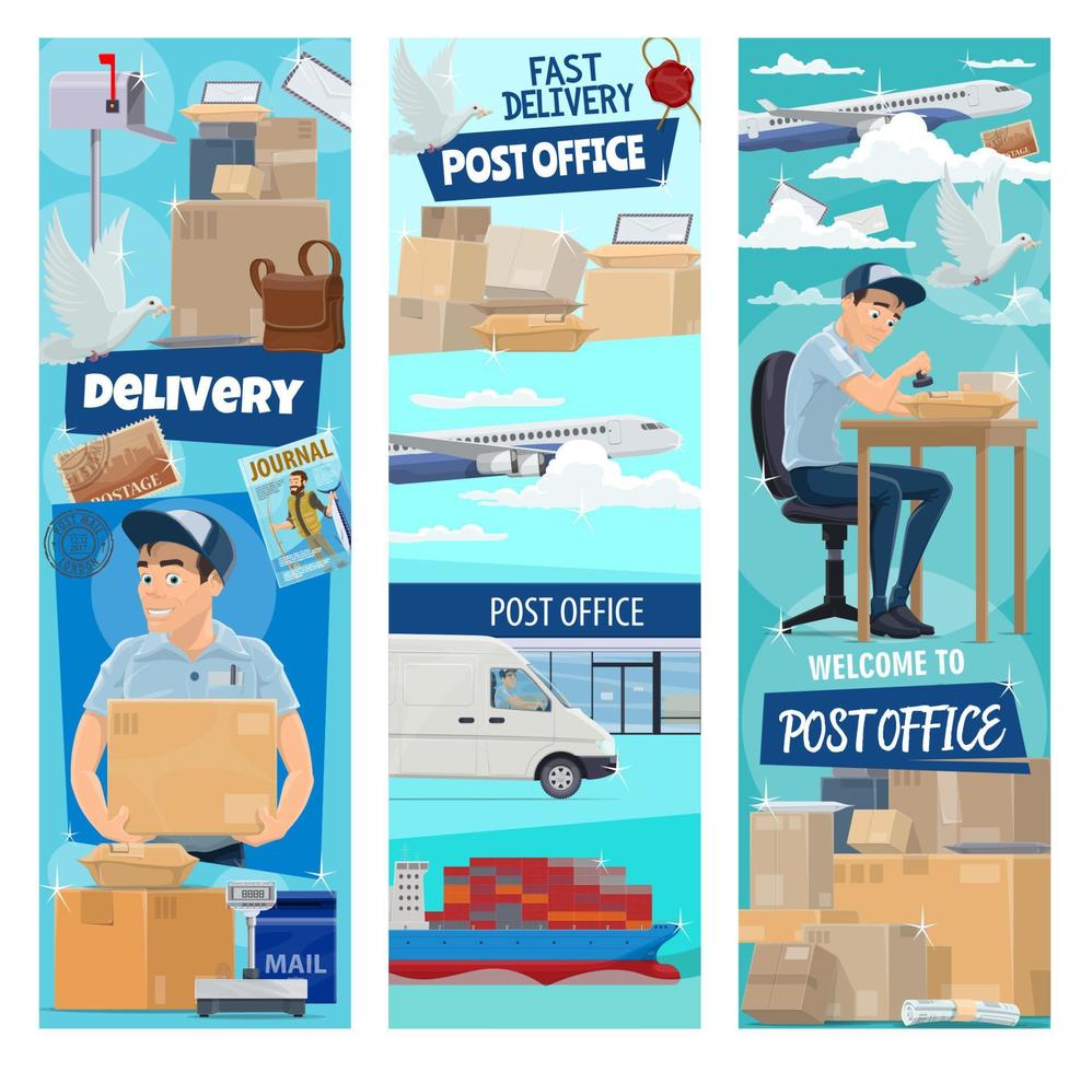 Post mail delivery, working postman vector