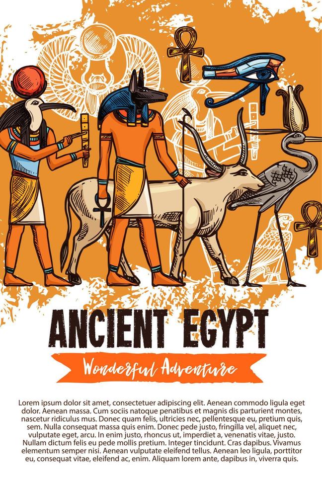 Ancient Egypt gods and animals vector