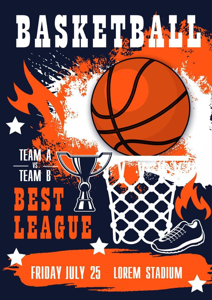 Basketball sport tournament match invitation vector