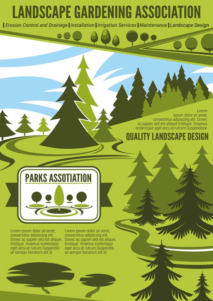 Landscape architecture or gardening company poster vector