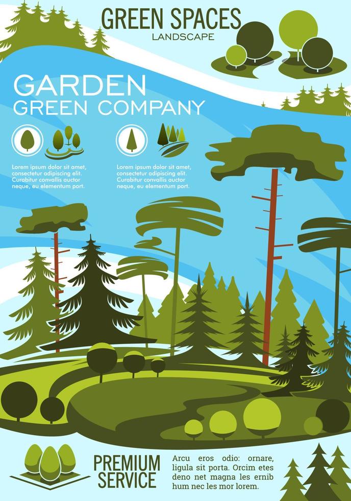Landscape architecture banner with green tree vector