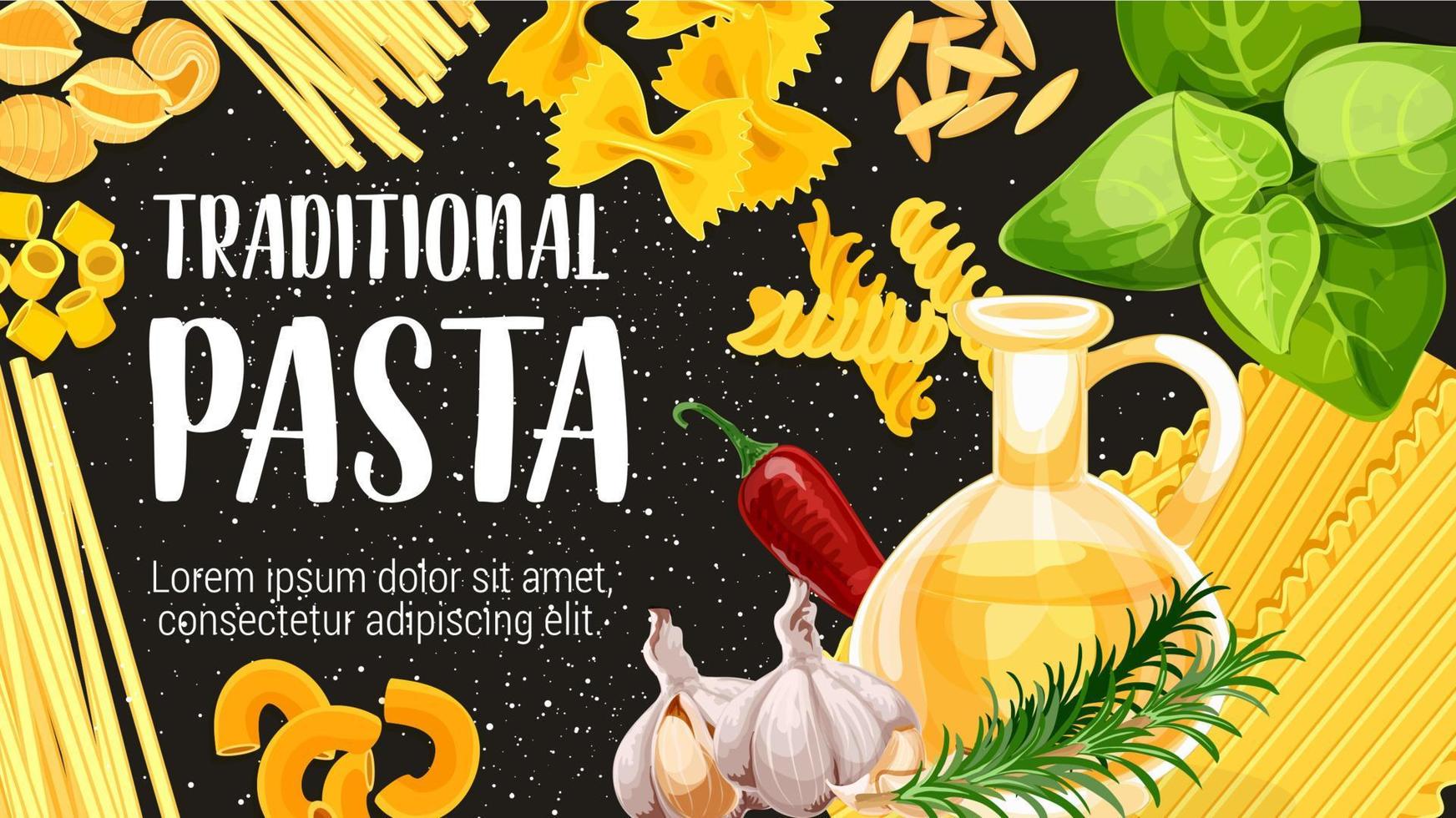 Italian pasta with cooking ingredients vector