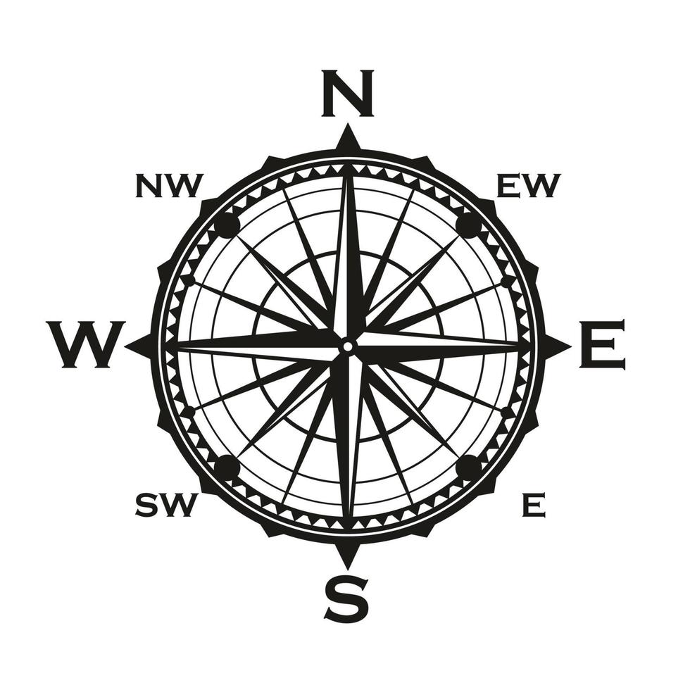 Rose of winds icon, vector navigator compass