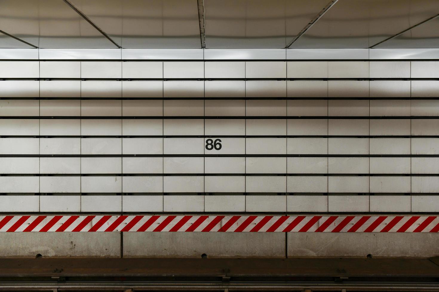 New York City - Feb 21, 2021 -  Platform of the 2nd Avenue subway line in New York City at the 86th Street subway station in Manhattan, Upper East Side. photo