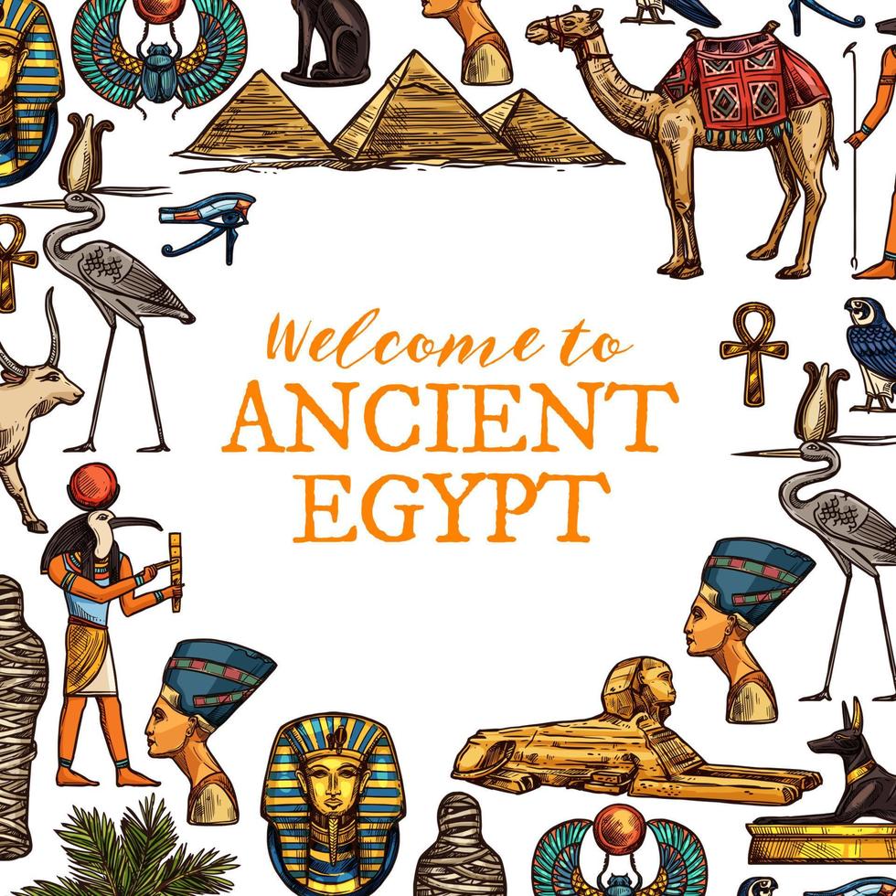 símbolos de viaje del país del antiguo egipto vector