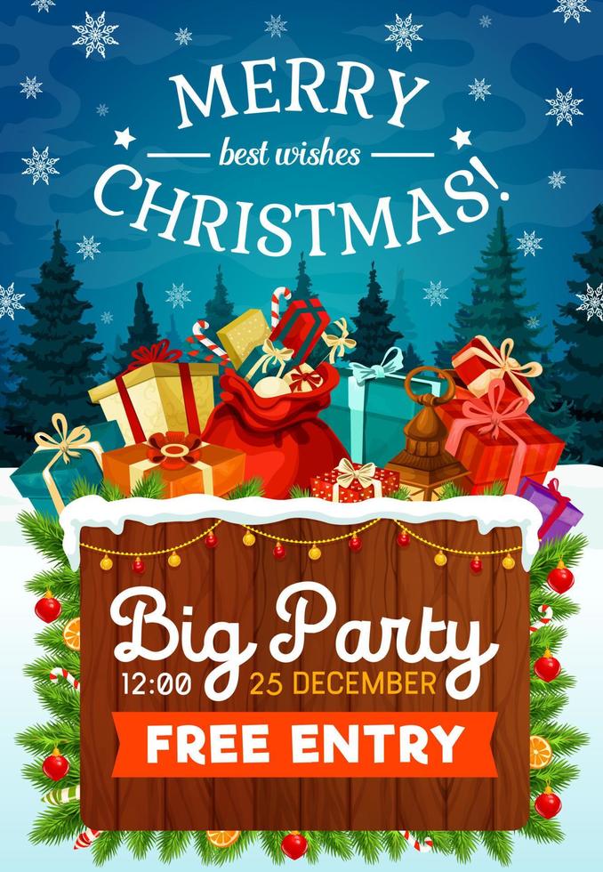 Christmas and New Year holiday party poster vector