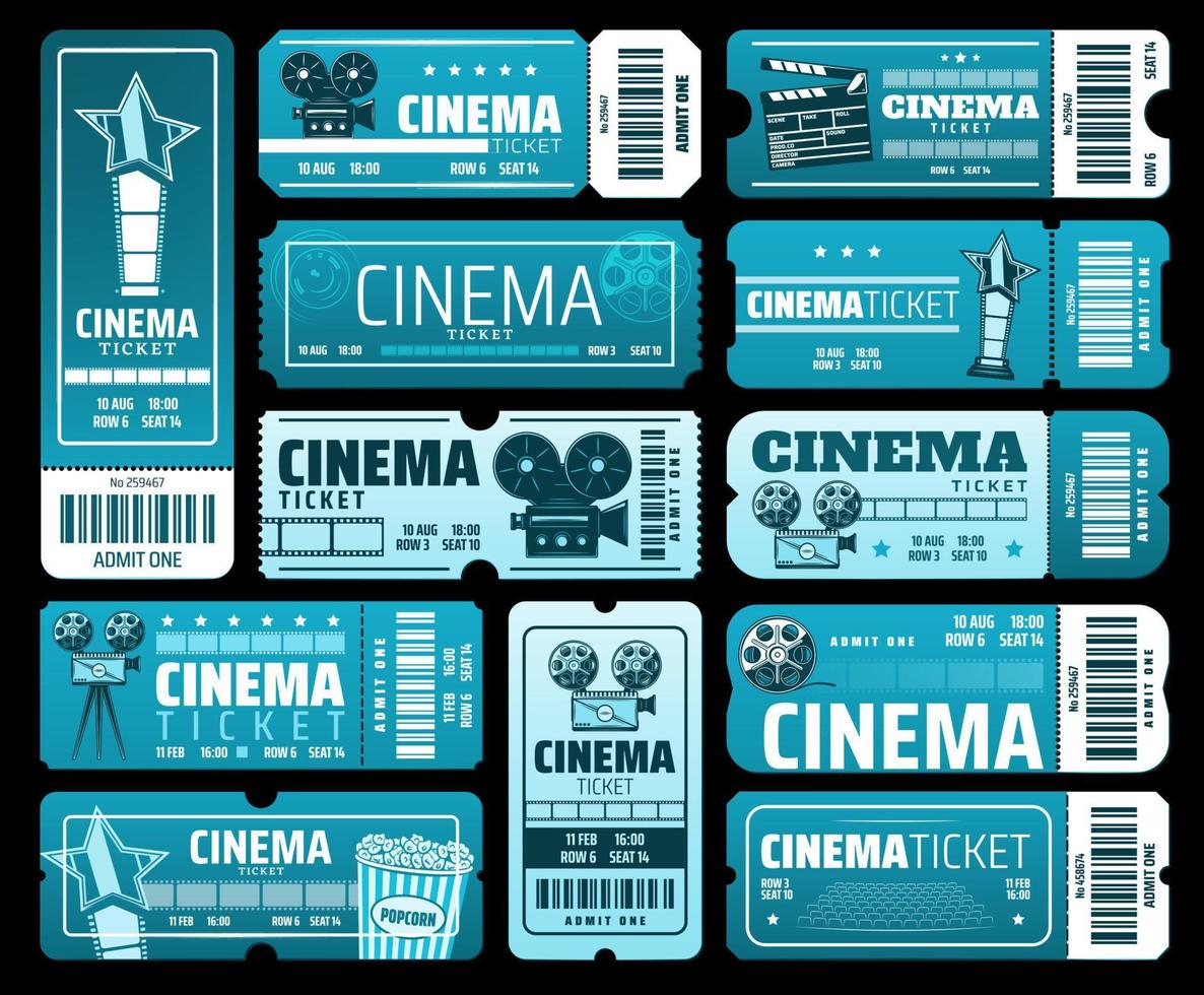 Cinematography movie festival, cinema tickets vector