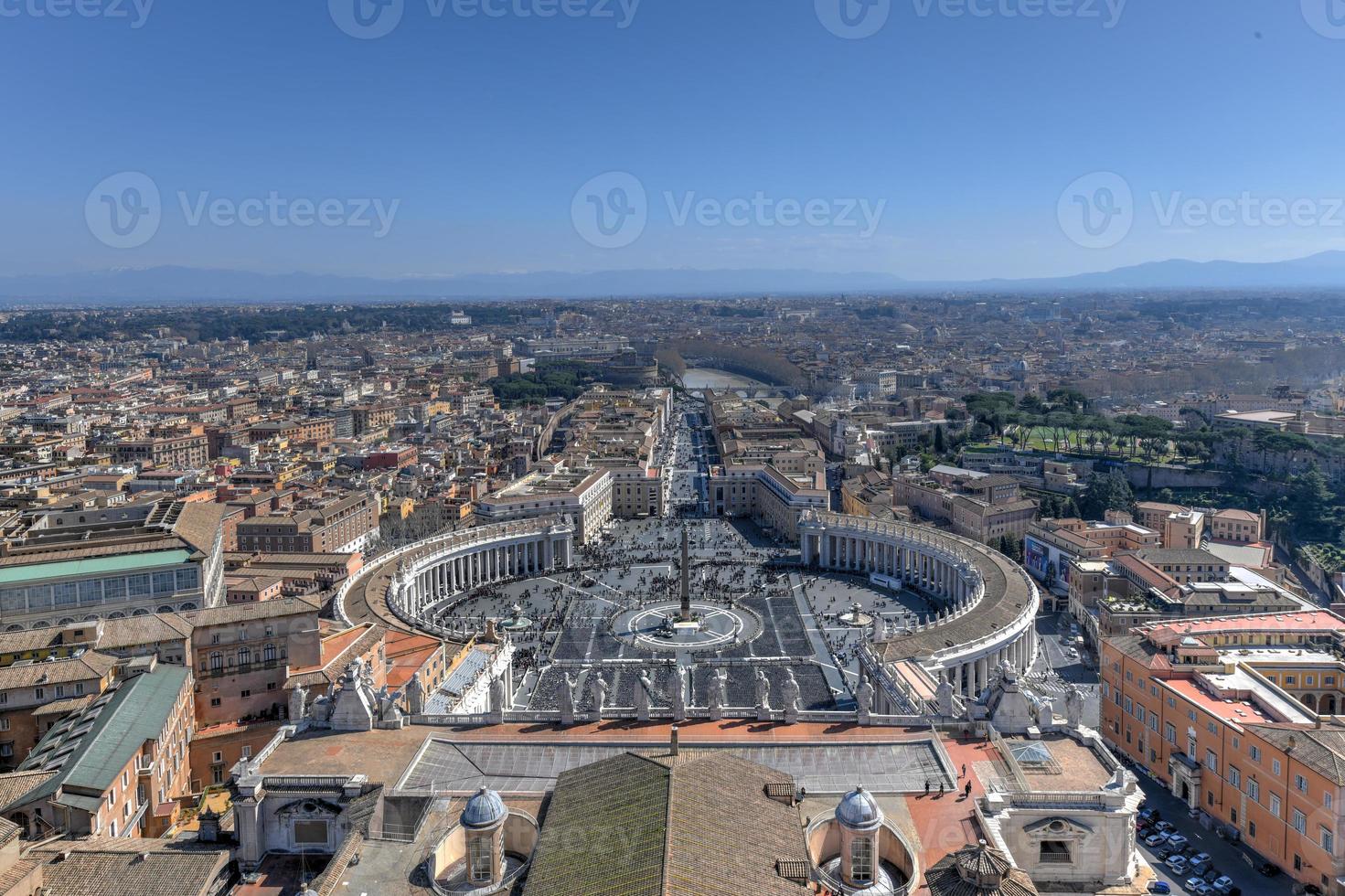 View of the Vatican City from Saint Peter's dome in the Vatican City, Rome, Italy photo
