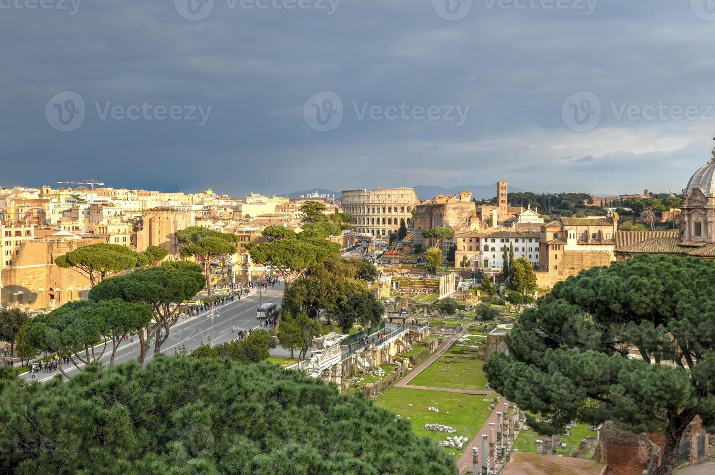Colosseum as seen from the Altar of the Fatherland in Rome, Italy. photo