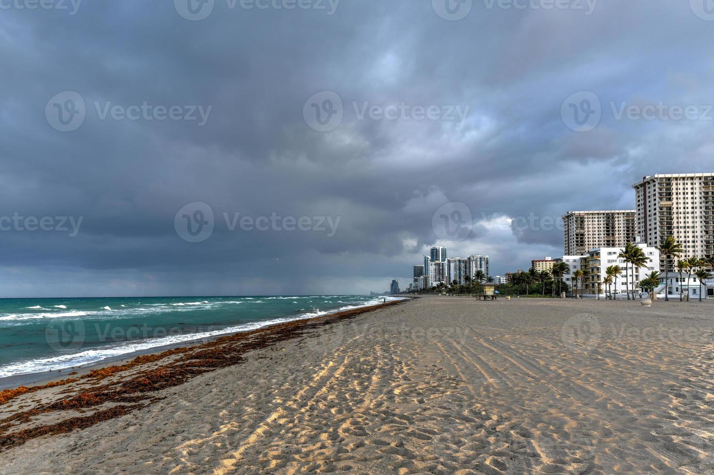 Hollywood Beach Florida in the evening as the sun is setting. photo