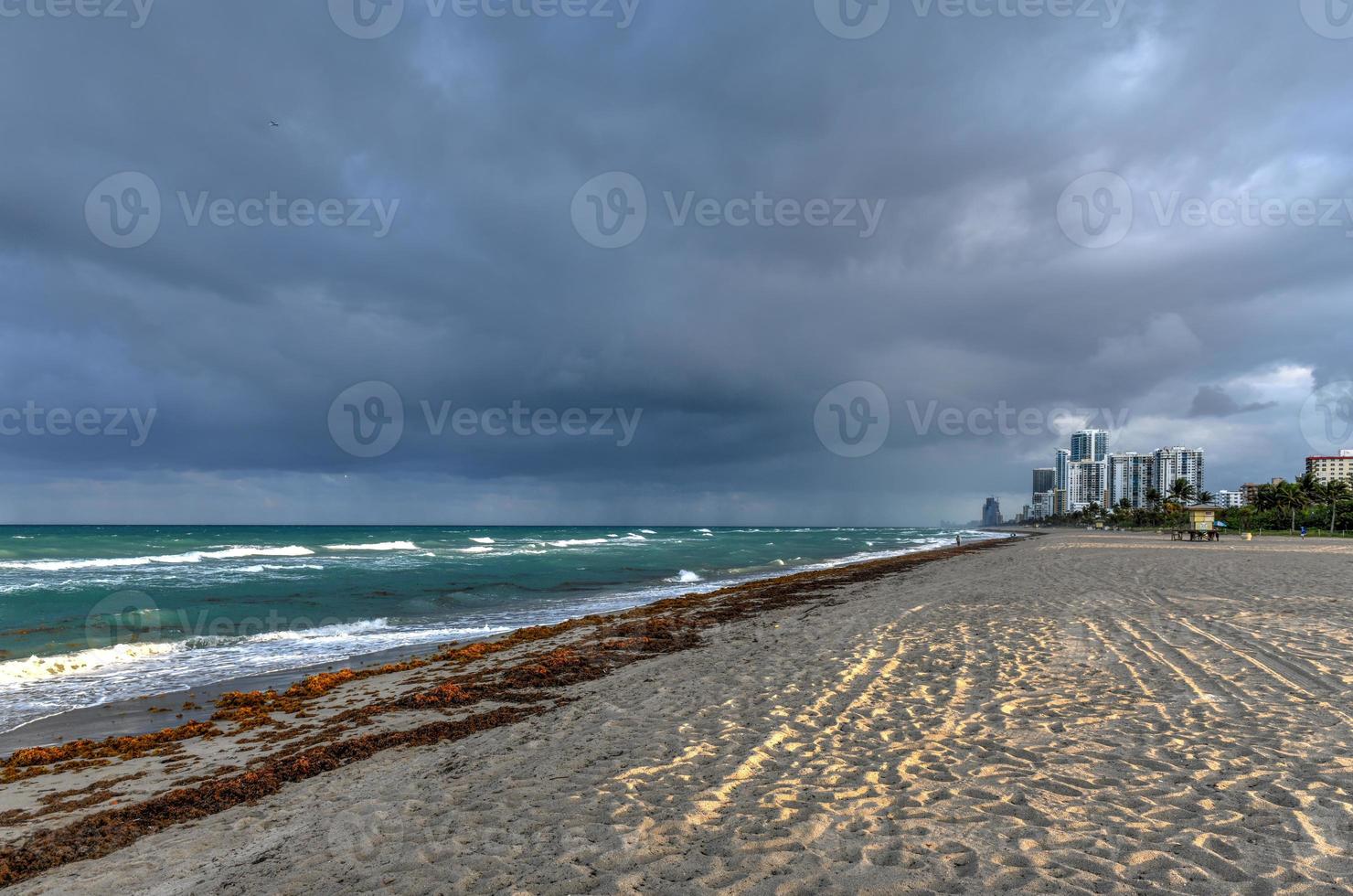 Hollywood Beach Florida in the evening as the sun is setting. photo