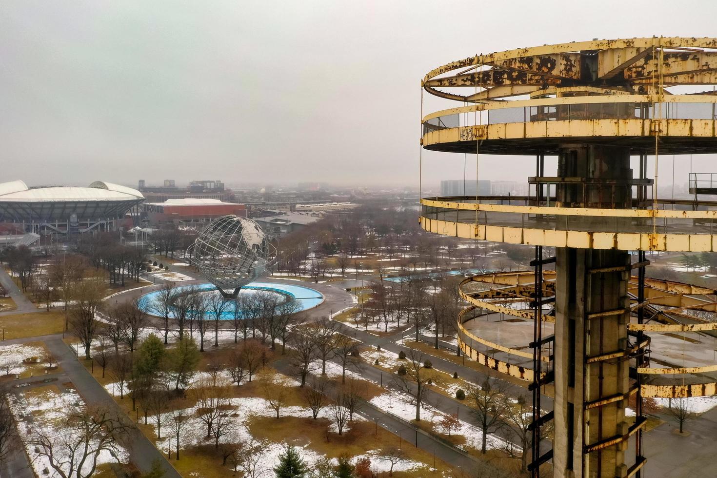 Queens, New York - March 10 2019 -  The New York State Pavilion, a remnant of the 1964 World's Fair located at Flushing Meadows-Corona Park photo