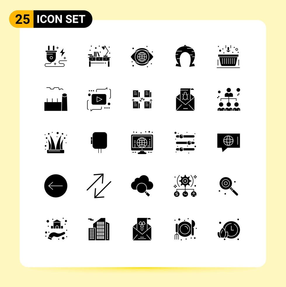 Set of 25 Modern UI Icons Symbols Signs for patricks horseshoe workplace fortune vision Editable Vector Design Elements