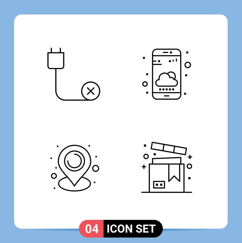 Pictogram Set of 4 Simple Filledline Flat Colors of computers location disconnected smartphone communication Editable Vector Design Elements