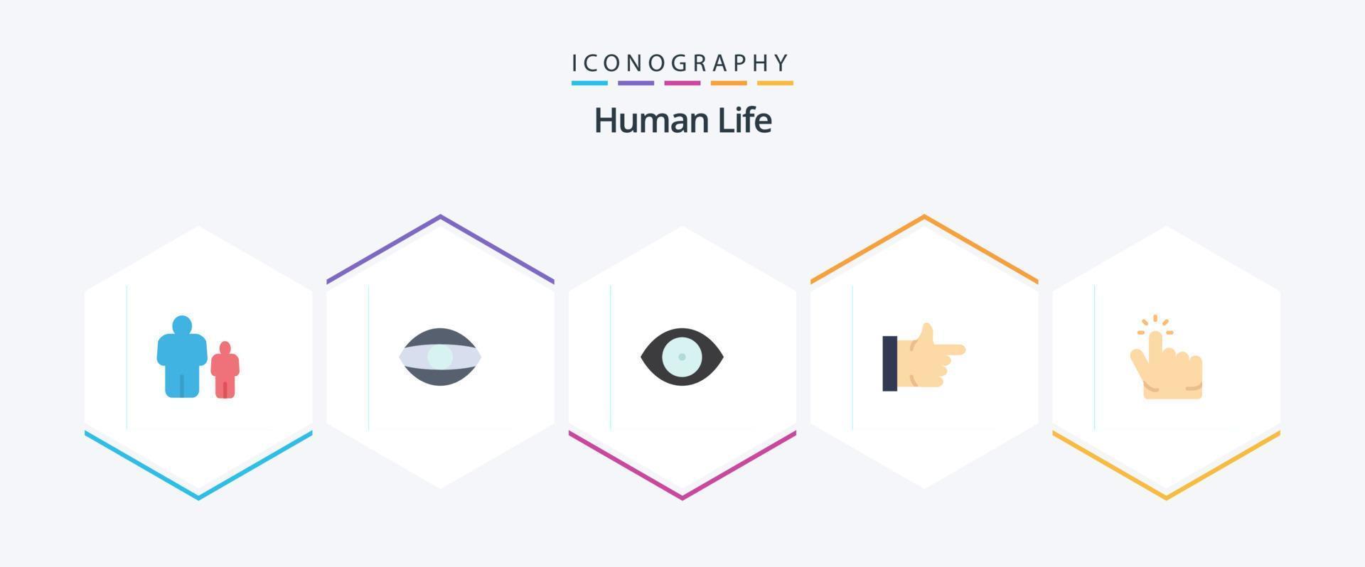 paquete de iconos planos humanos 25 que incluye . . me gusta. punto. dedo vector