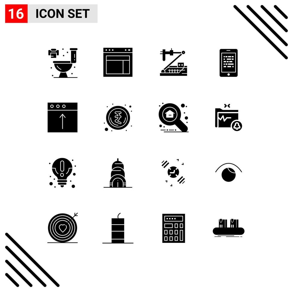 16 User Interface Solid Glyph Pack of modern Signs and Symbols of elearning data biology read research Editable Vector Design Elements