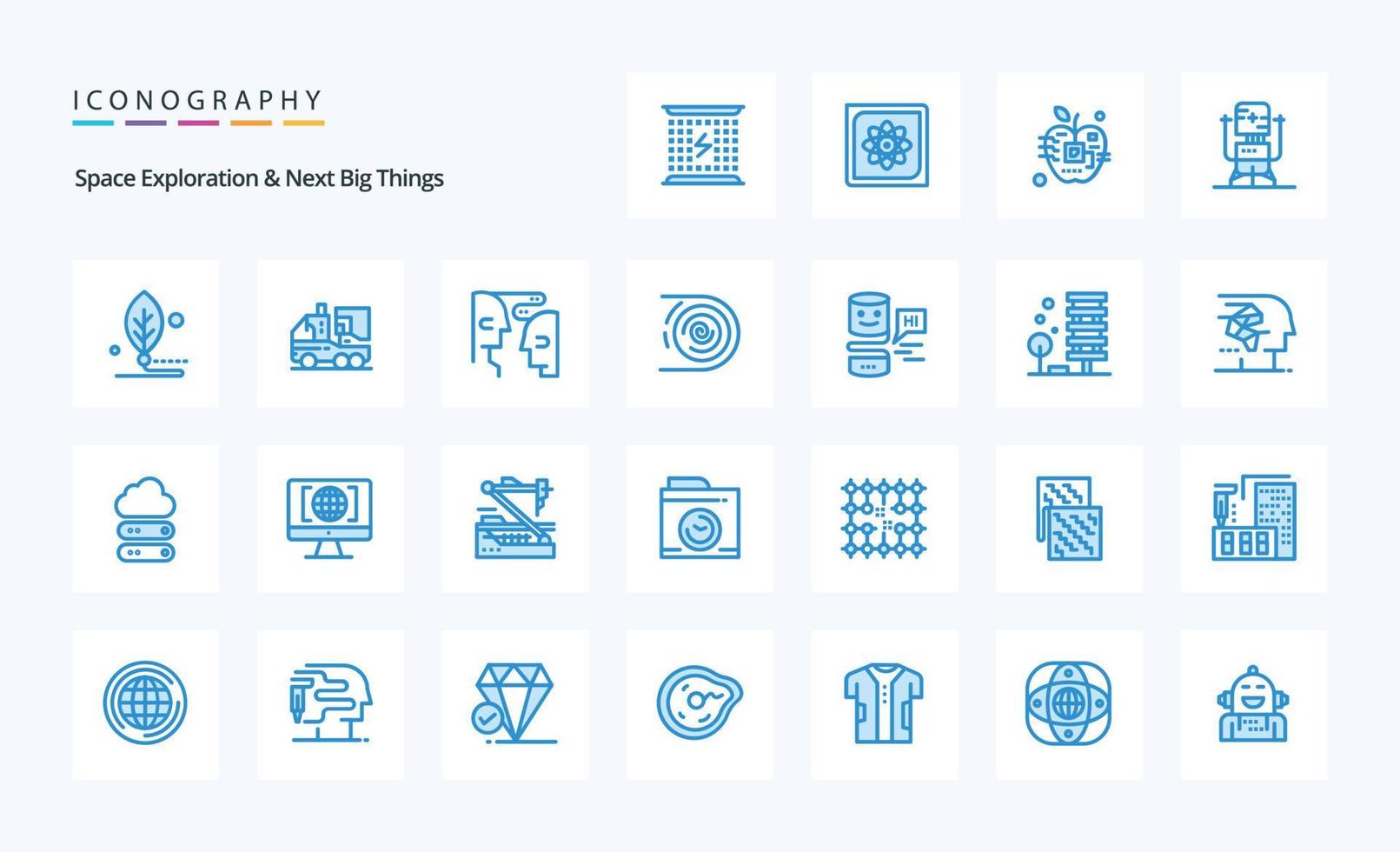 25 Space Exploration And Next Big Things Blue icon pack vector