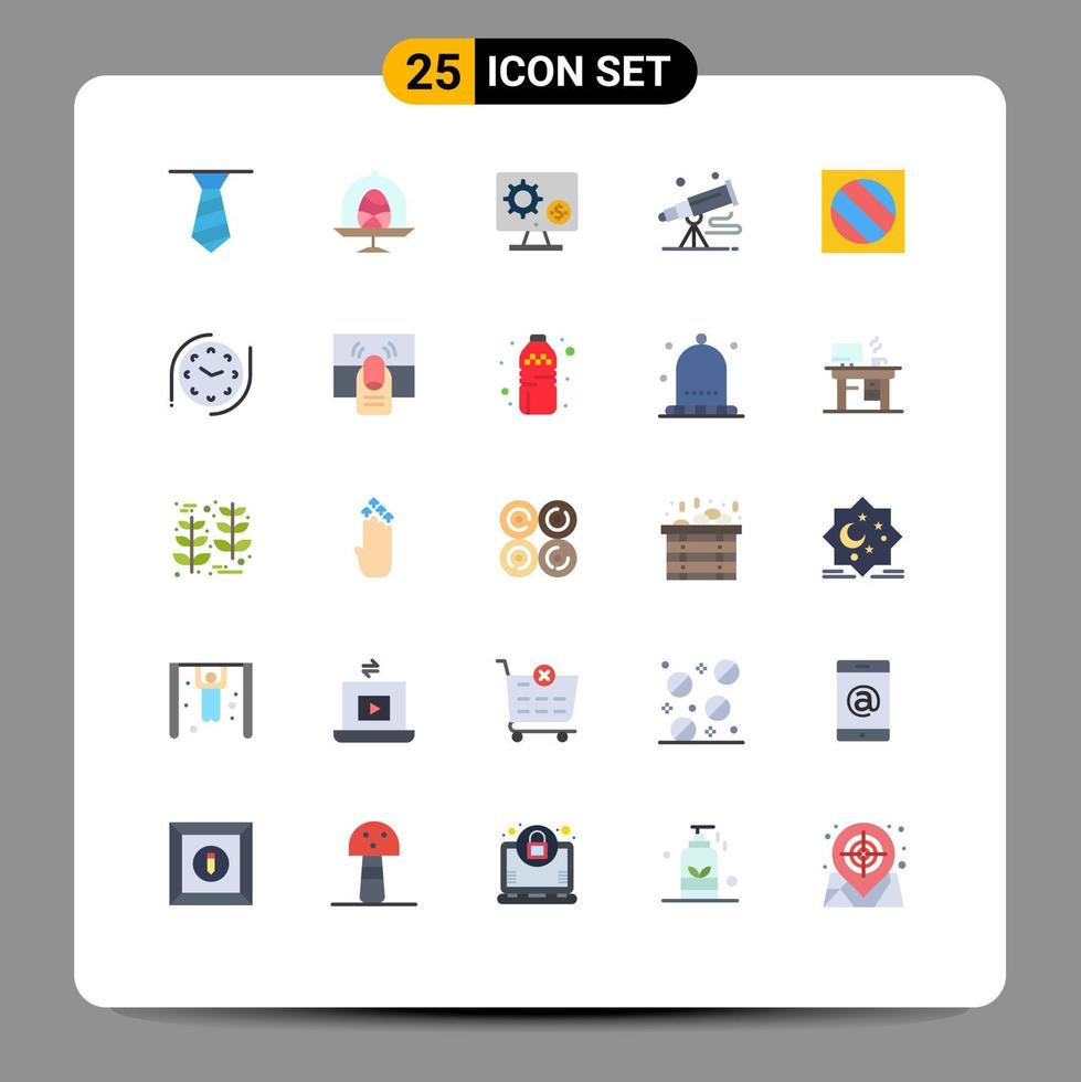 Mobile Interface Flat Color Set of 25 Pictograms of full shadow astronomy screen telescope binoculars Editable Vector Design Elements
