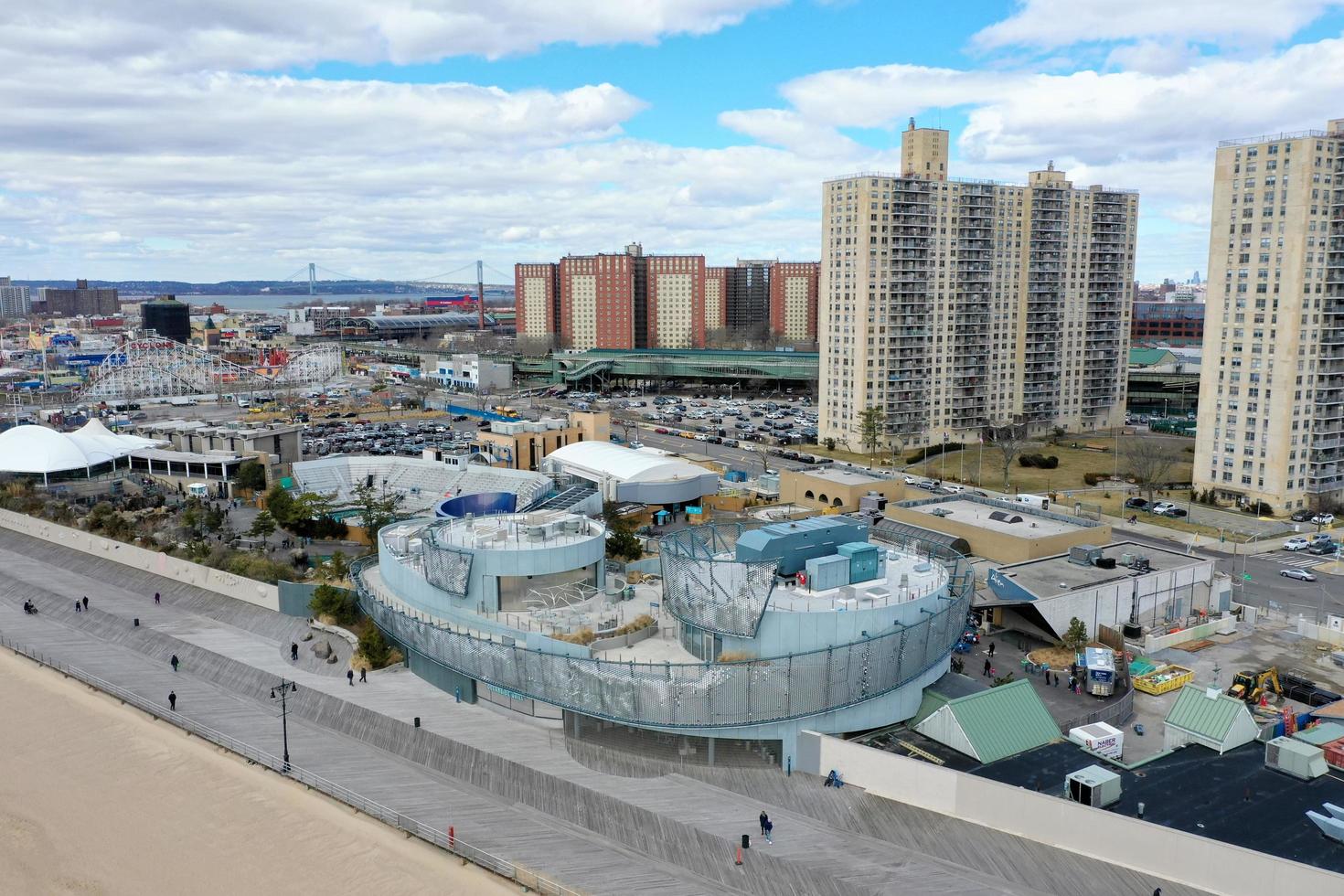 Brooklyn, New York - March 16, 2019 -  New York Aquarium on the beach in Coney Island New York City. photo