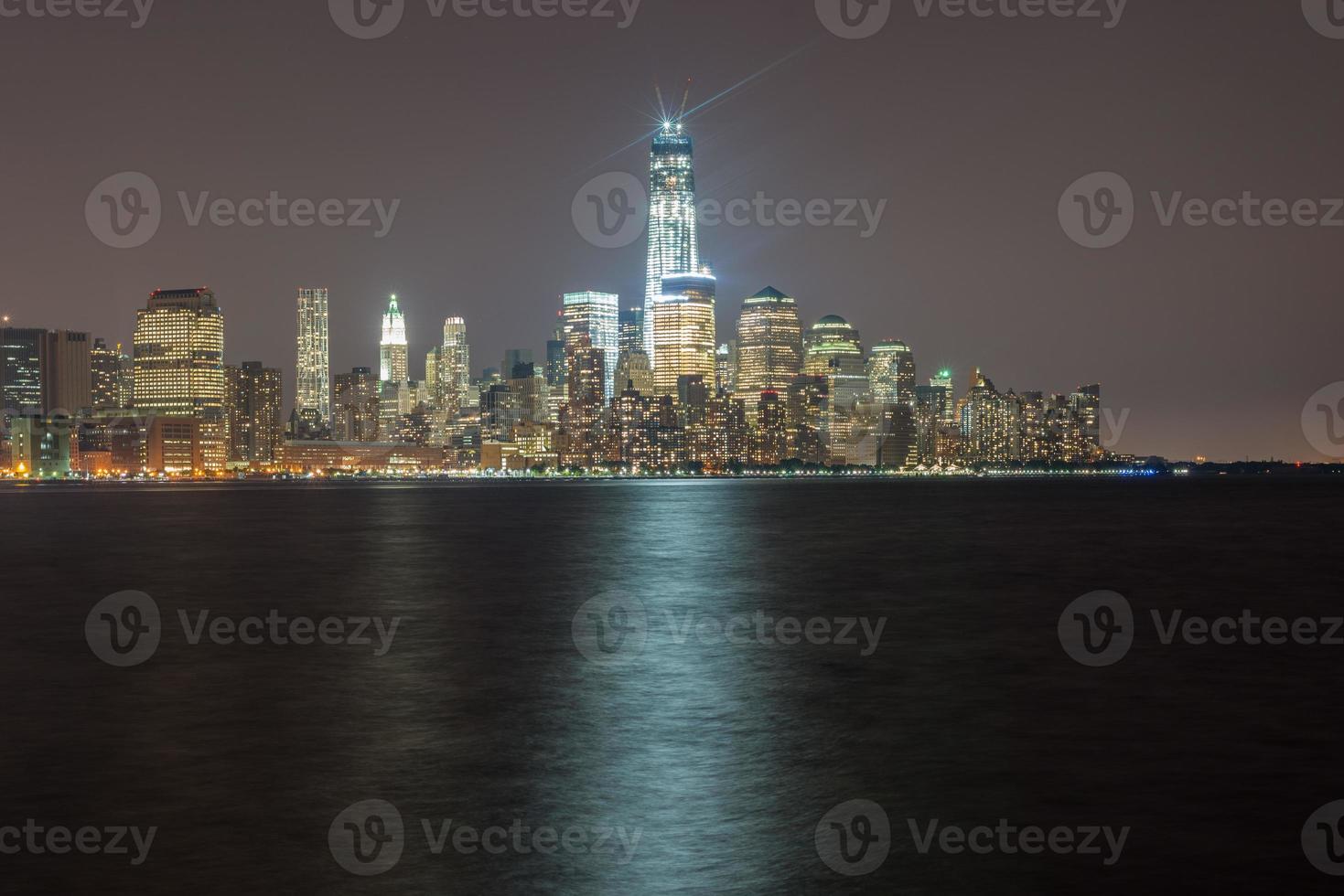 New York Skyline from Jersey City, New Jersey at night. photo