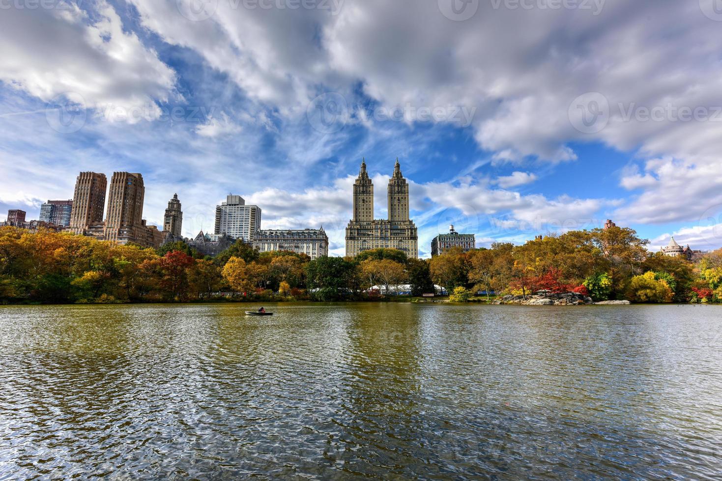 View of Central Park over the Lake in New York City in the Autumn. photo