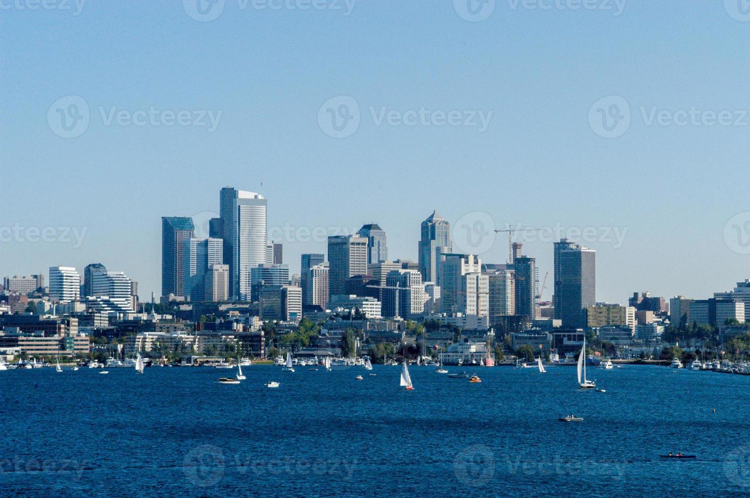 Seattle city skyline from Gas Works Park in Seattle, Washington. photo
