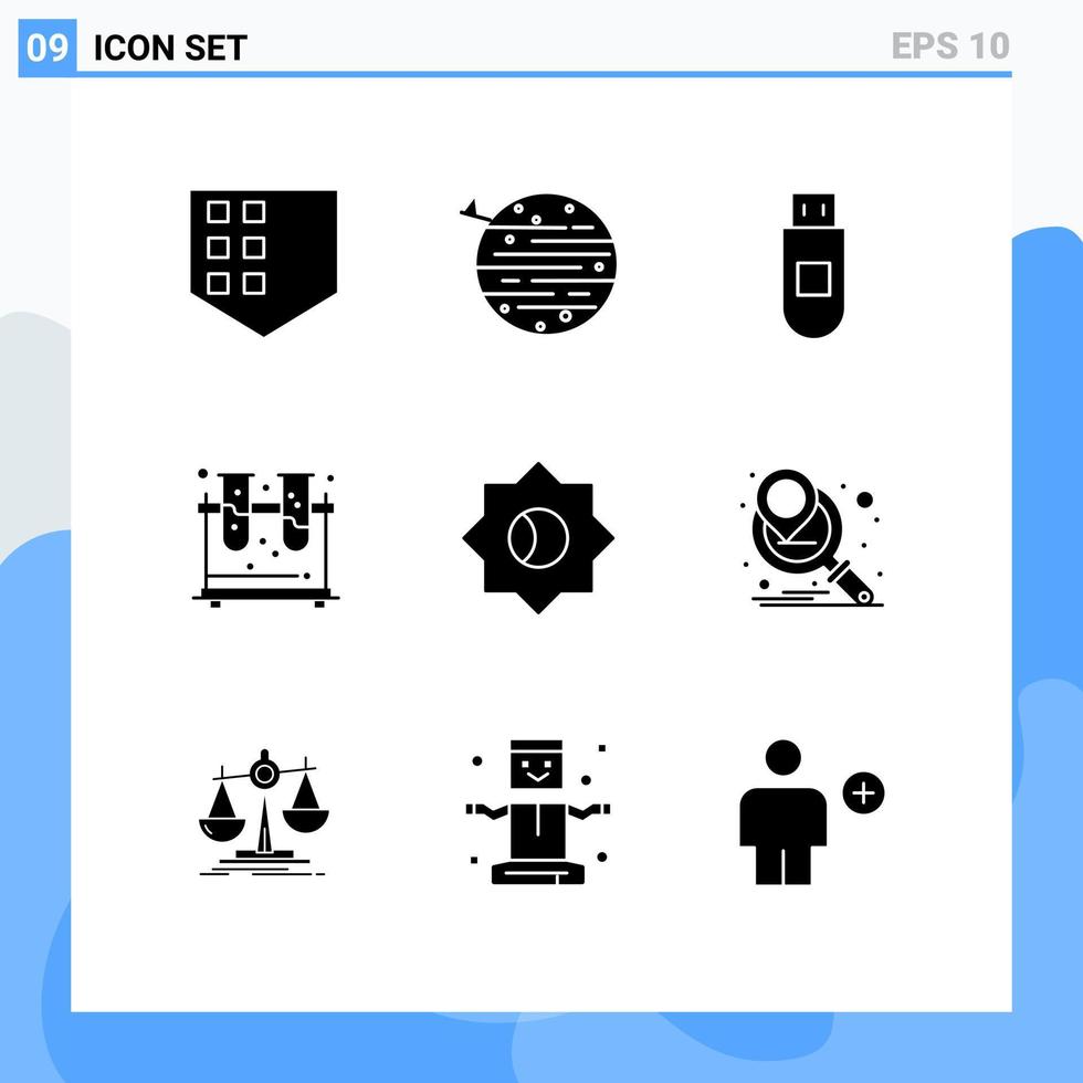 Set of 9 Modern UI Icons Symbols Signs for ui basic usb tubes experiment Editable Vector Design Elements