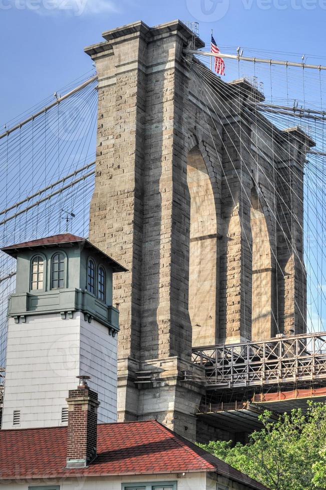 vista de los arcos góticos del puente de brooklyn. 16101470 Foto de stock  en Vecteezy