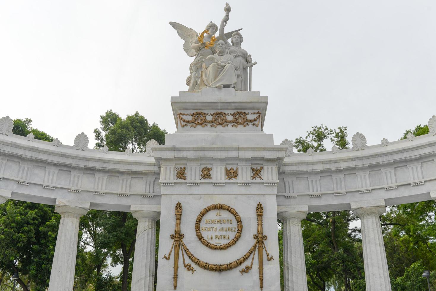 Monument to Benito Juarez. Neoclassical monument made of marble to Benito Juarez, Mexico's first indigenous president. Located in the Historic Center of Mexico City, 2022 photo