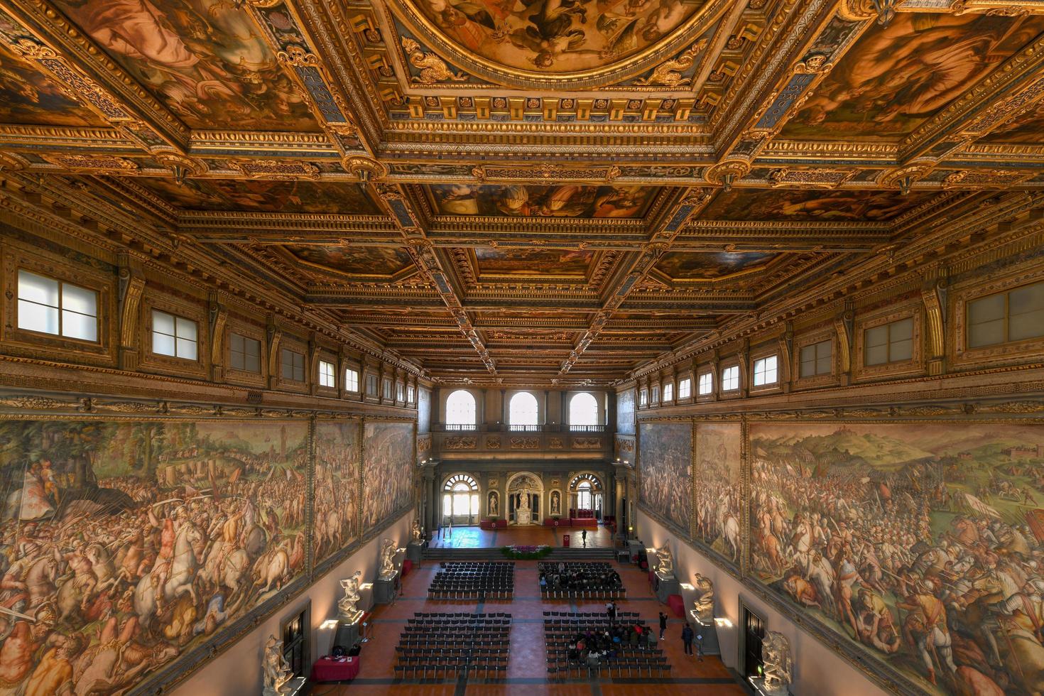Florence, Italy - March 21, 2018 -  Salone dei Cinquecento inside Palazzo Vecchio in Florence, Italy. photo