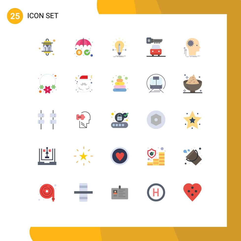 25 Creative Icons Modern Signs and Symbols of mind key protection car light Editable Vector Design Elements