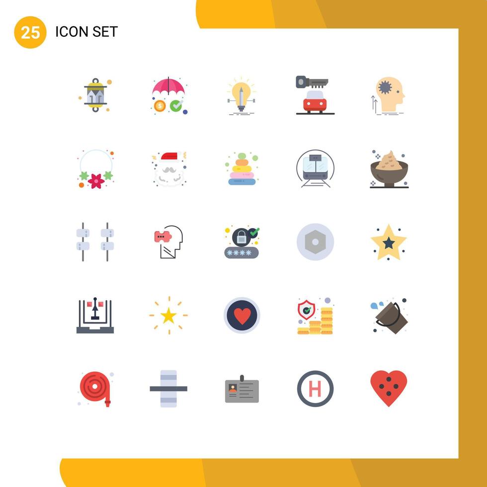 25 iconos creativos signos y símbolos modernos de la protección de la llave de la mente elementos de diseño vectorial editables de la luz del automóvil vector