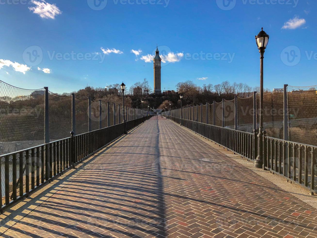 View along the High Bridge is the oldest bridge in New York City between Harlem, Manhattan and
